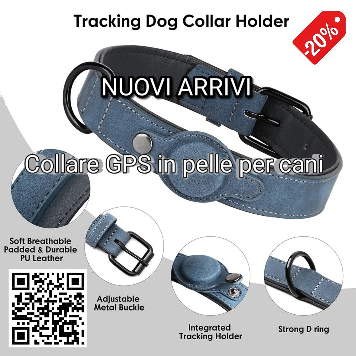 05a-Collare GPS in pelle per cani – Antismarrimento e regolabile