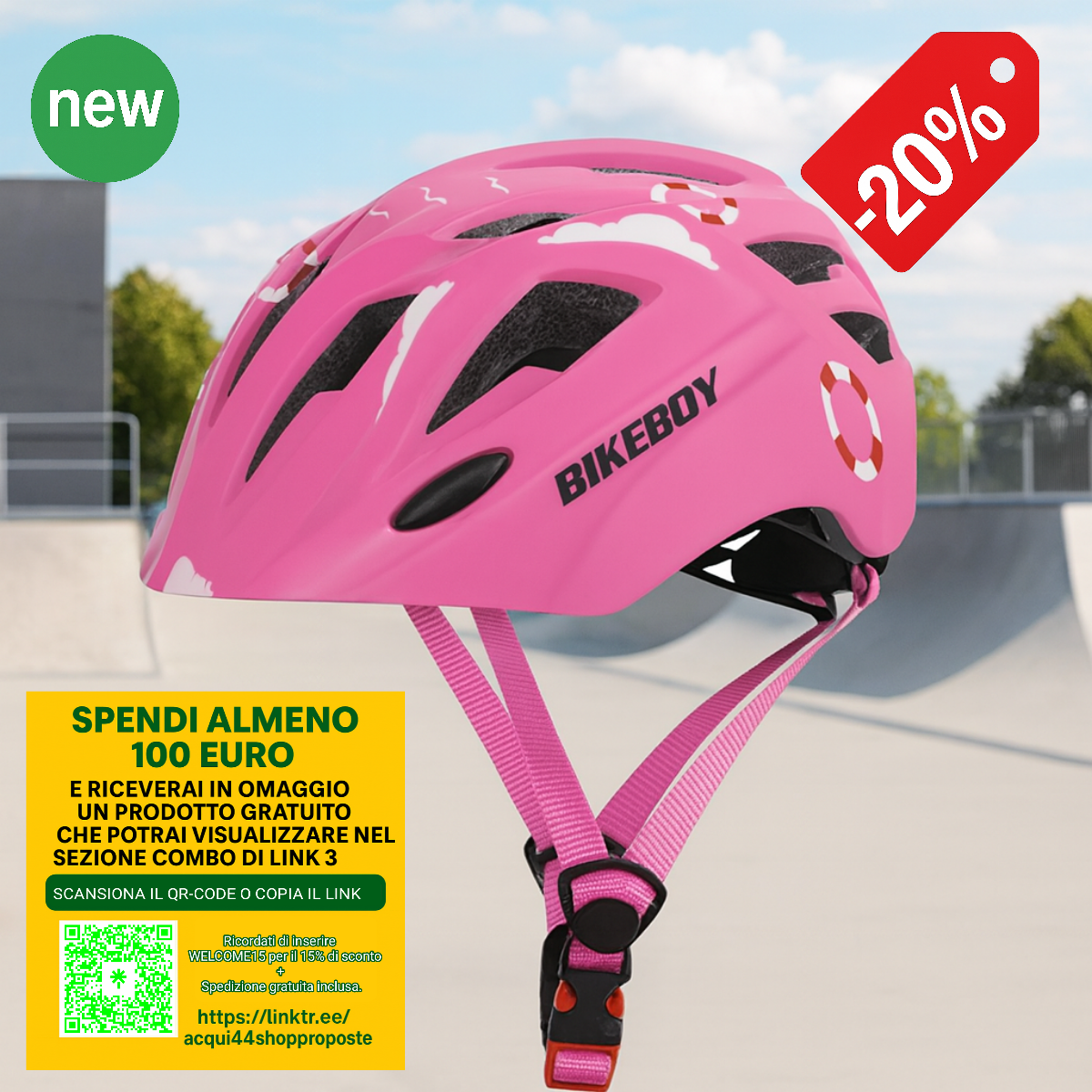 001-Casco ideale per giovani rider e skater in erba con luce LED