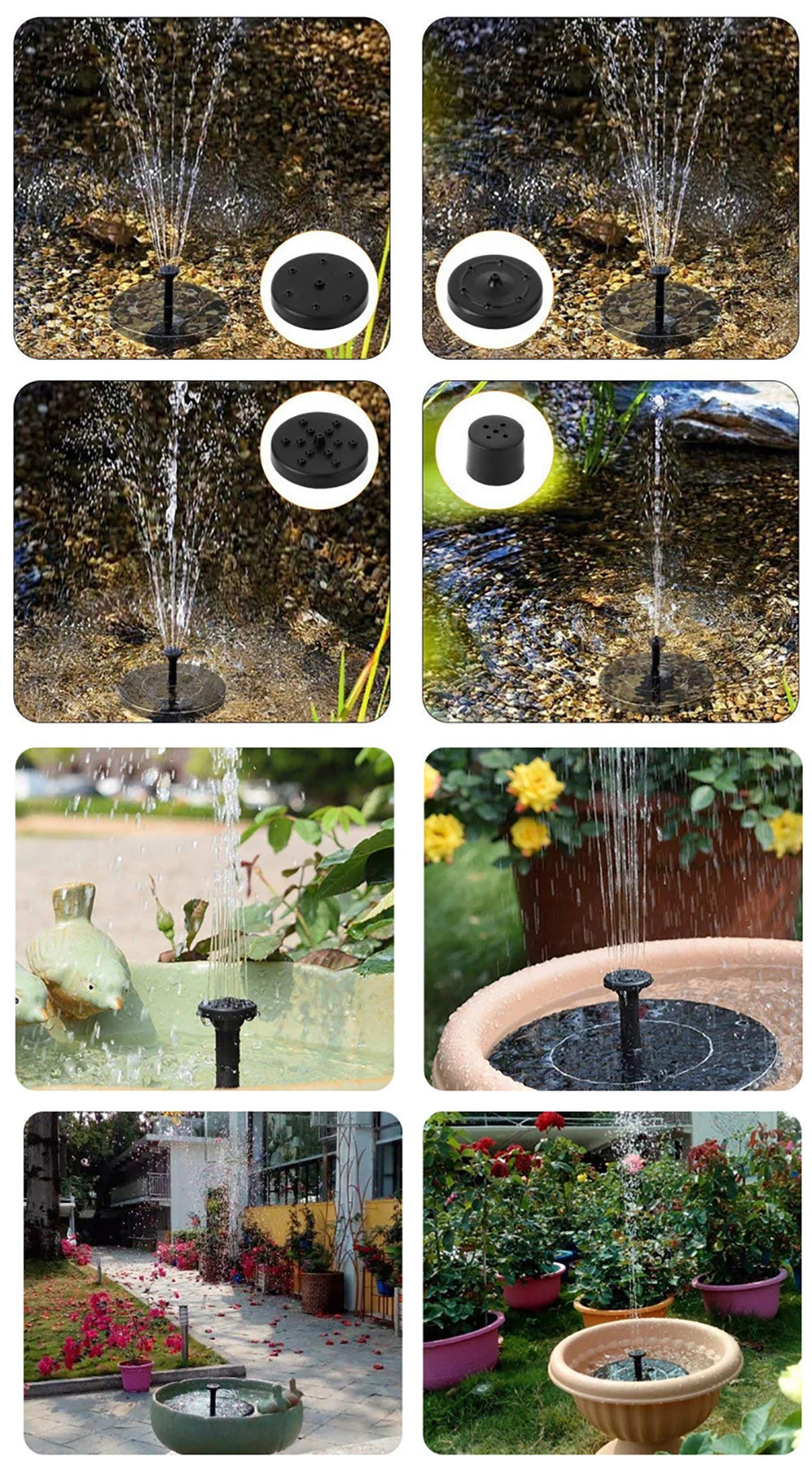 Mini Solar Water Fountain Pool Pond Waterfall Fountain Garden Decoration Outdoor Bird Bath Solar Powered Fountain Floating Water