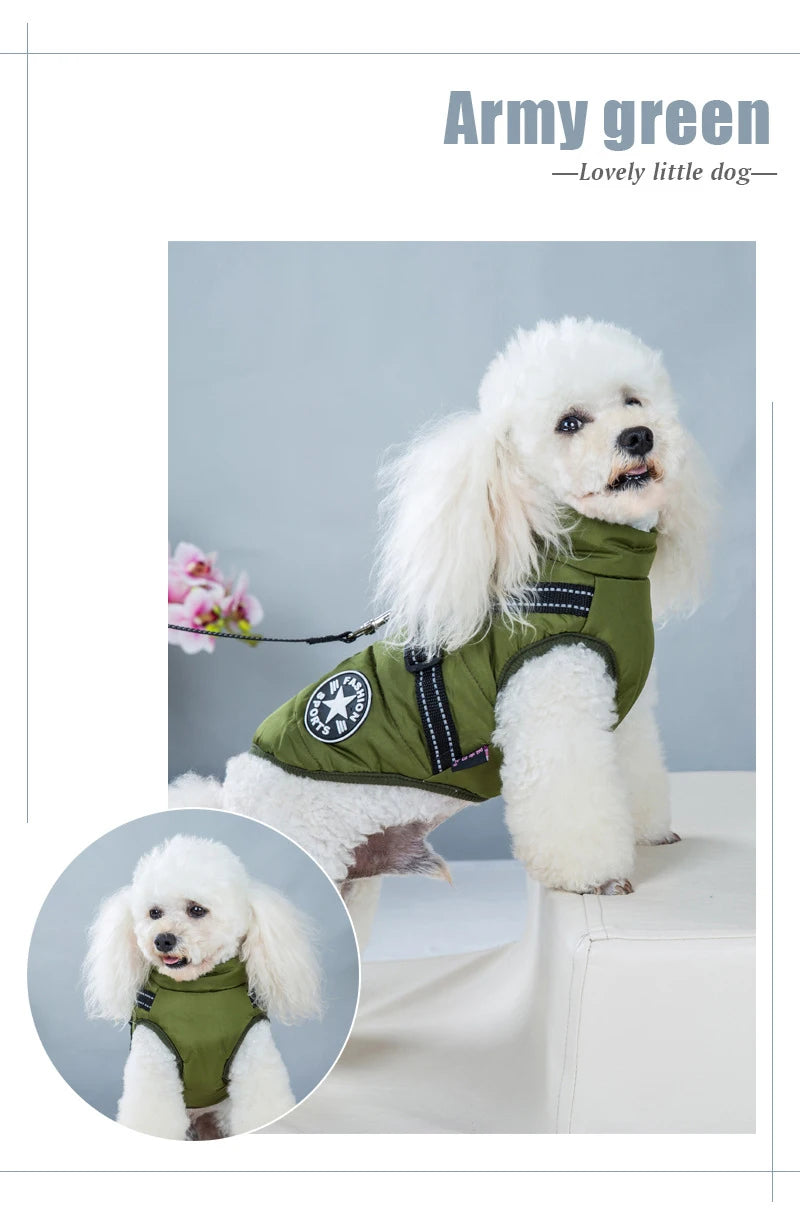 Pet Dog Jacket With Harness Winter Warm Dog Clothes For Labrador Waterproof Small Dog Coat Chihuahua French Bulldog Outfits