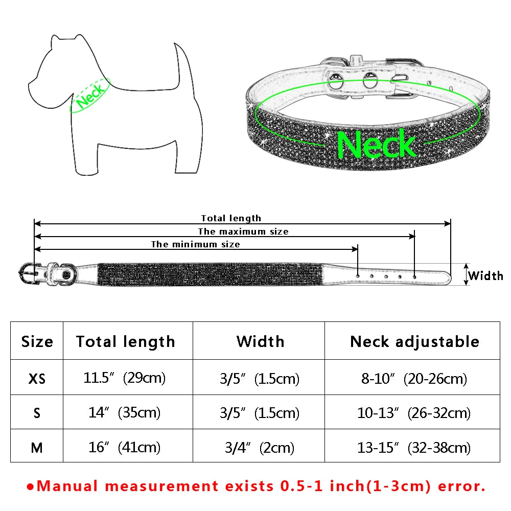 Rhinestone Dog Cat Collar Suede Leather Puppy Cats Kitten Collar for Small Dogs Chihuahua Yorkshire French Bulldog