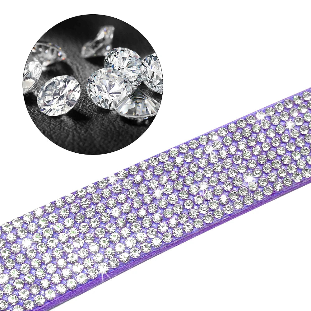 Rhinestone Dog Cat Collar Suede Leather Puppy Cats Kitten Collar for Small Dogs Chihuahua Yorkshire French Bulldog