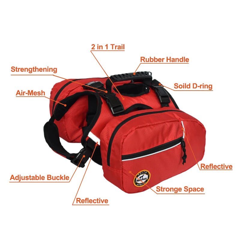 03-Zaino Removibile per Cani – Pettorina Pratica da Trekking