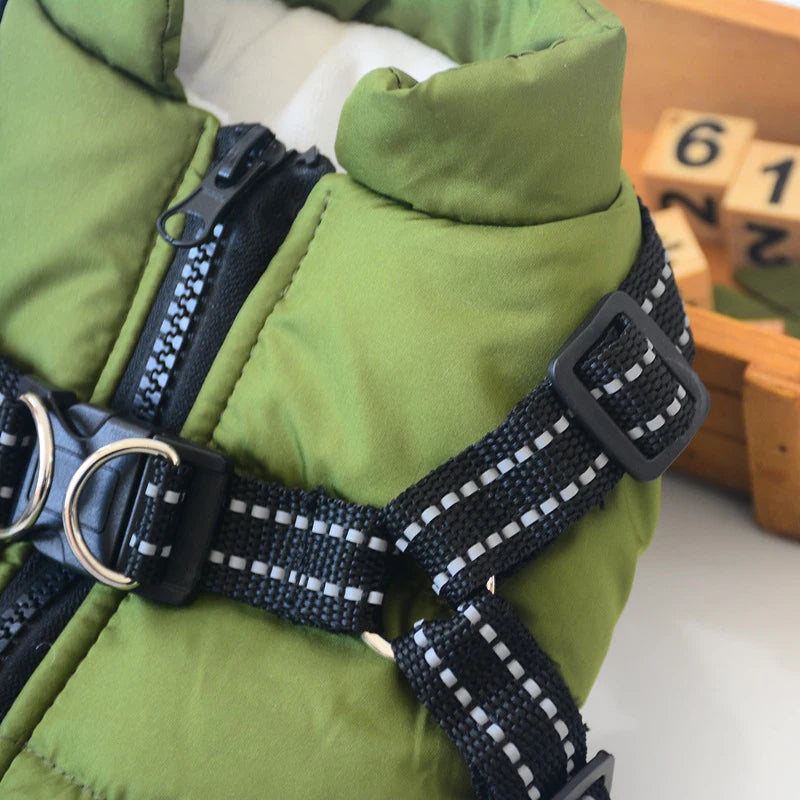 Pet Dog Jacket With Harness Winter Warm Dog Clothes For Labrador Waterproof Small Dog Coat Chihuahua French Bulldog Outfits