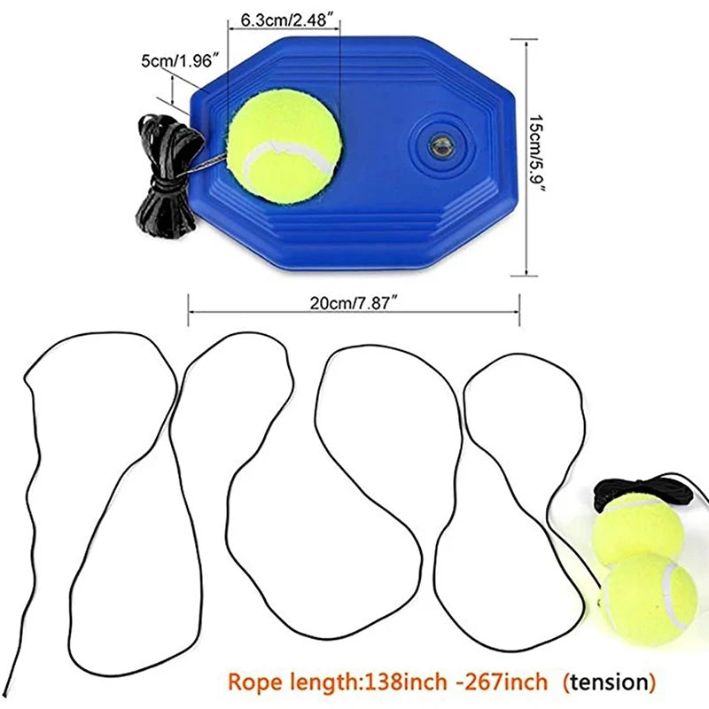 1set Tennis Training Device with Ball Tennis Supplies Tennis Training Aids Baseboard Player Practice Tool With Elastic Rope Base