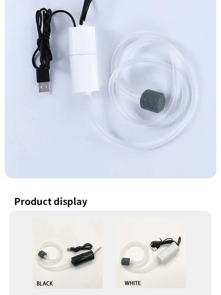 Portable USB Aquarium Air Pump:Mini Oxygenator for Fish Tanks and Aquatic Accessories