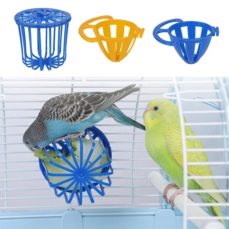 1pcs Bird Parrot Feeder Cage Fruit Vegetable Holder Cage Accessories Hanging Basket Container Toys Pet Budgie Cage Supplies