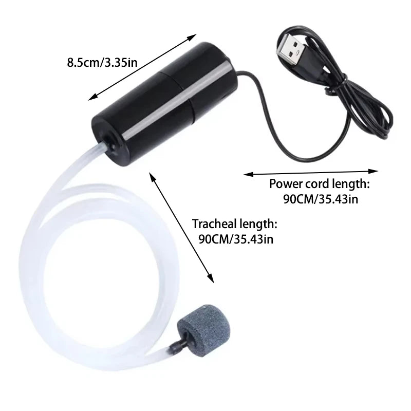 Portable USB Aquarium Air Pump:Mini Oxygenator for Fish Tanks and Aquatic Accessories