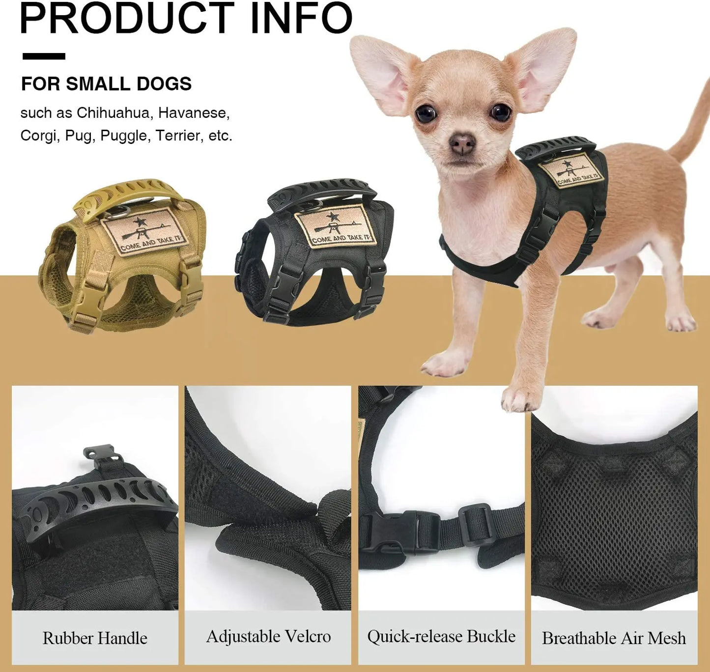 03-Gilet Tattico Regolabile per Cani Piccoli – Outdoor & Allenamento