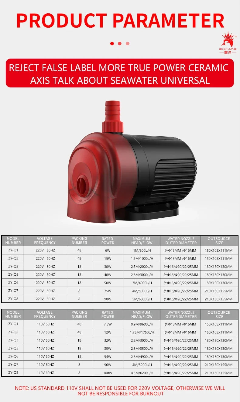110V 220V Quiet Bottom Suction Water Pump Aquarium Submersible Pump For Water Cycle and Pumping of the Fish Tank Garden Pond