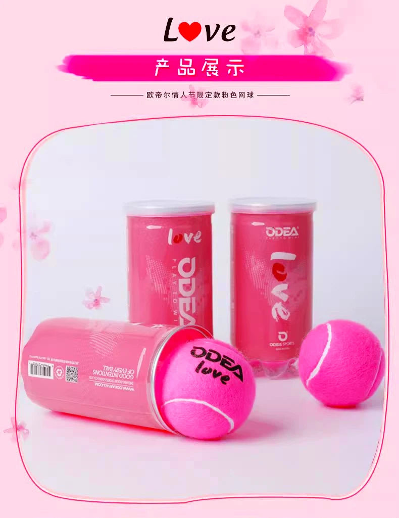 ODEA Professional Pink Tennis Ball Training Tennis Balls for Beginner Girls Wearable High Elastic Training 2 ball/barrel