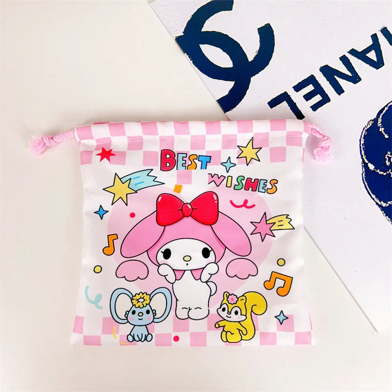01-Borsa con coulisse Sanrio Cute Kuromi My Melody Cinnamoroll stile giapponese