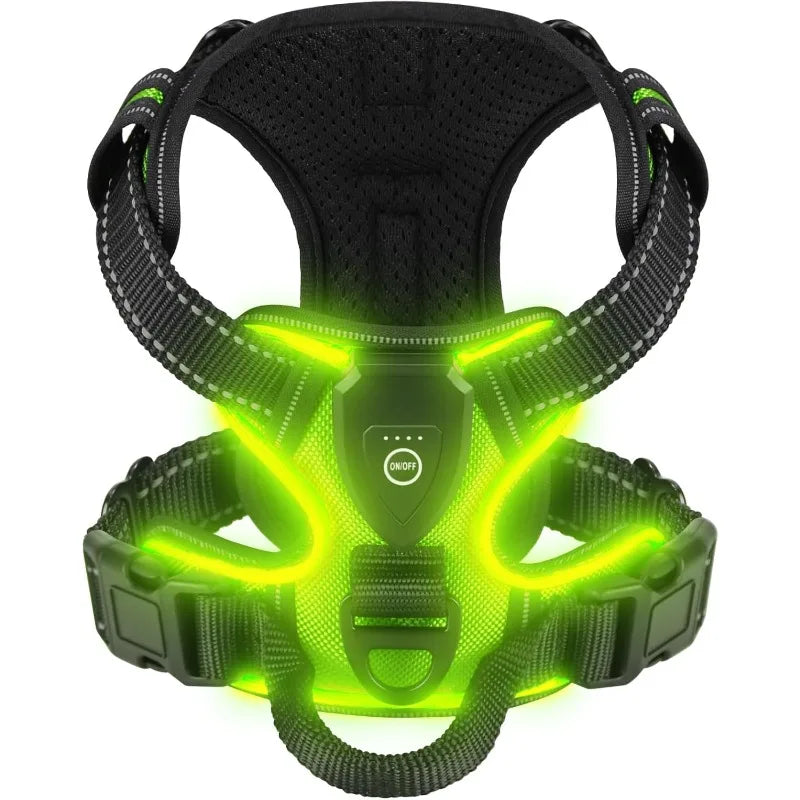Pettorina LED luminosa per cani – Pettorina con modalità di luce a LED, essenziale per la sicurezza durante le passeggiate notturne, ricaricabile e con tre modalità di illuminazione.