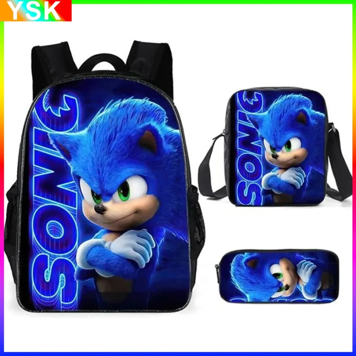 01-Set Zaino Sonic Cartoon Anime adatto per la scuola