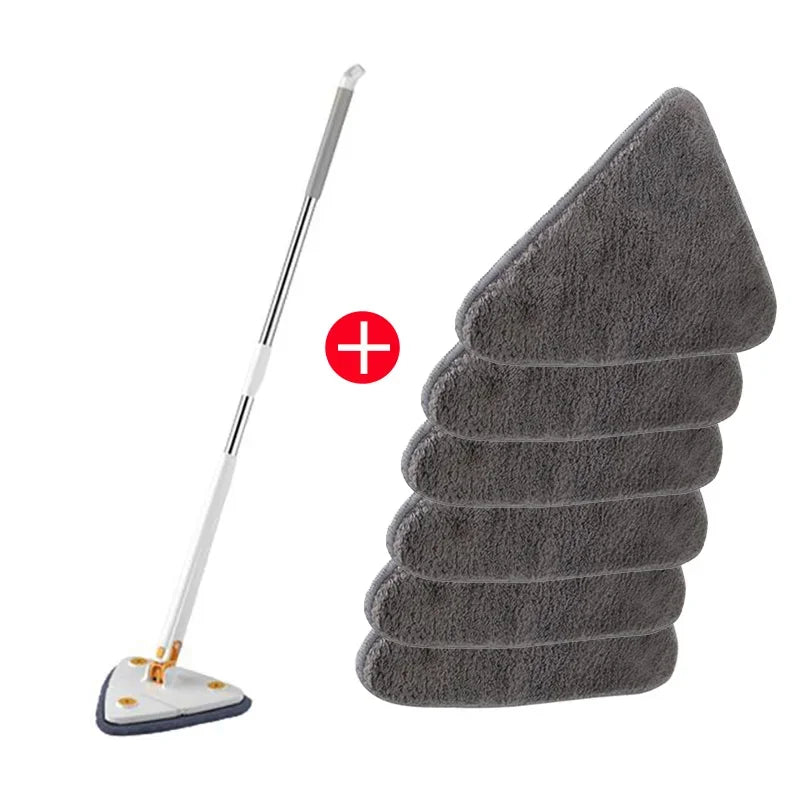 Triangular Mop Clean Tiles Extendable Triangle 360° Swivel Mop Floor Cleaning Squeeze Mops Self-spin Wall Ceiling Cleaning Tools