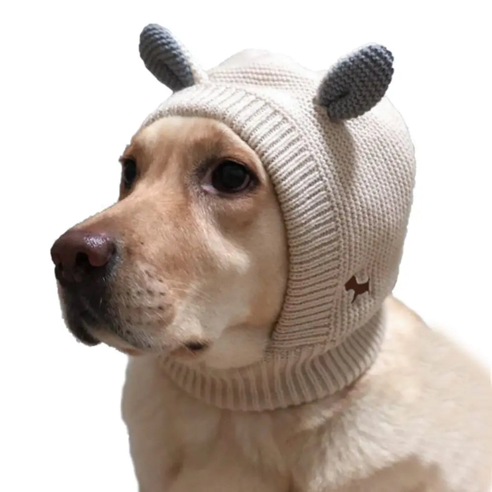 Quiet Dog Ear Muffs Noise Protection Pet Ears Covers Knitted Hat Anxiety Relief Winter Warm Earmuffs For Medium Large Dogs New
