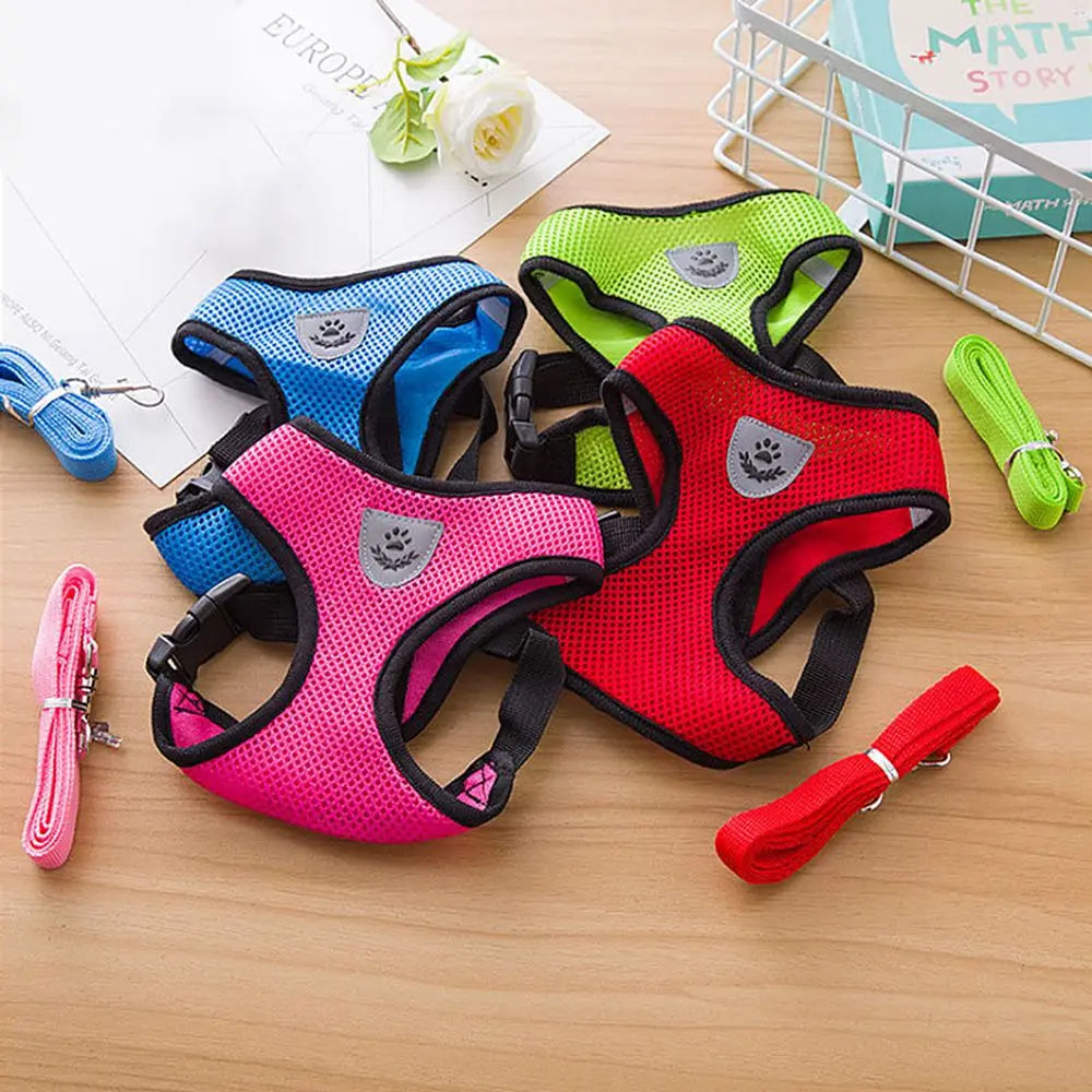 Pettorina Mesh Fabric Dog Leash Soft Comfortable Pet Harness Puppy Cat Vest Collar Pet Supplies For Chihuahua Pug Bulldog