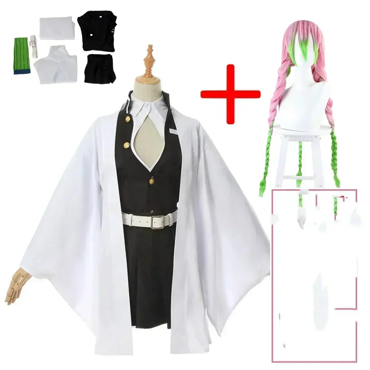 90-Demon Slayer Nezuko Kamado Cosplay Kimono Donna Halloween