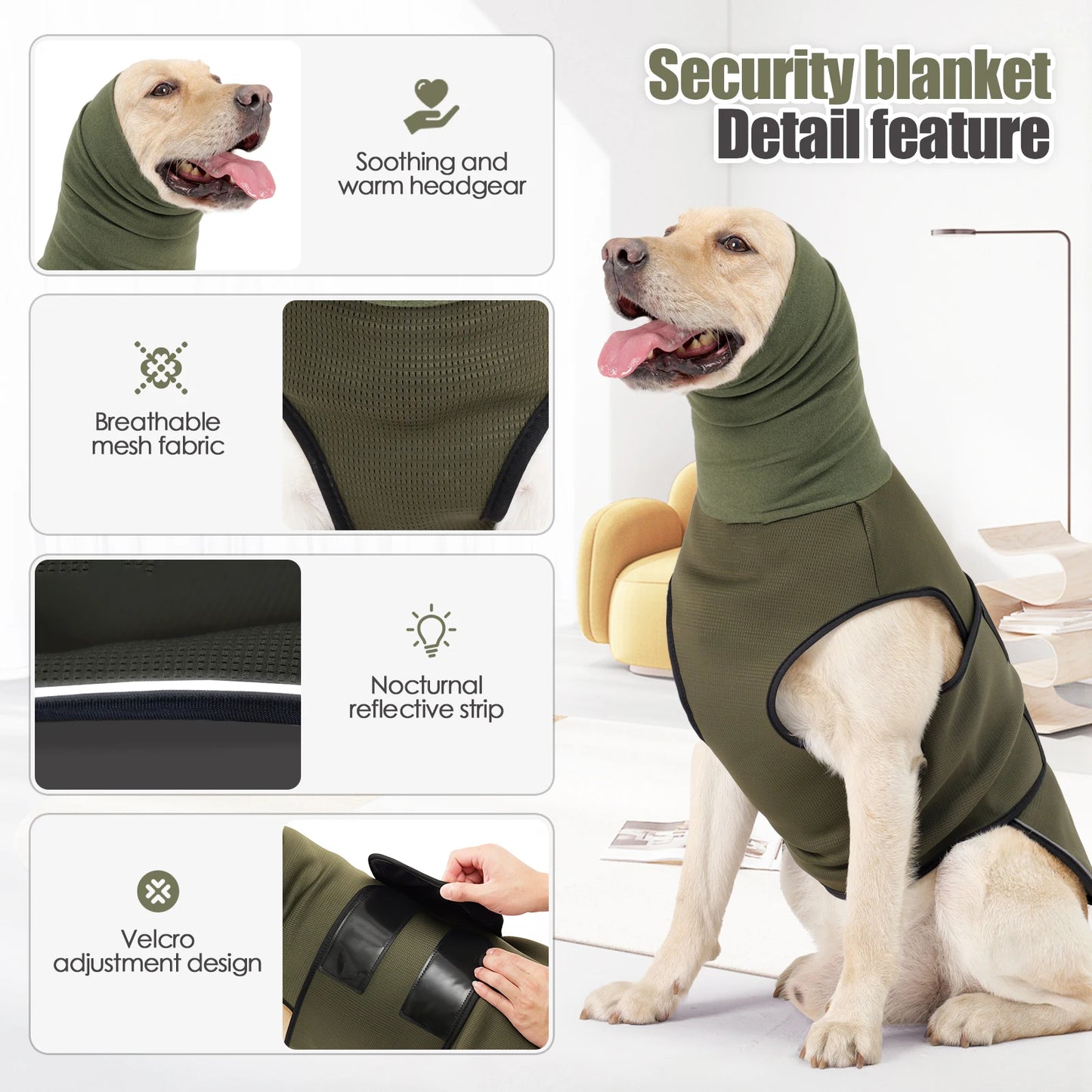 001-Gilet per l'ansia del cane-corpo e orecchie