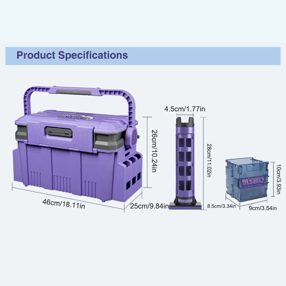 19.5L Fishing Tackle Box Multifunction Fishing Box Large Capacity Stand Rod Holder Cup Holder Storage Box Fishing Accessories