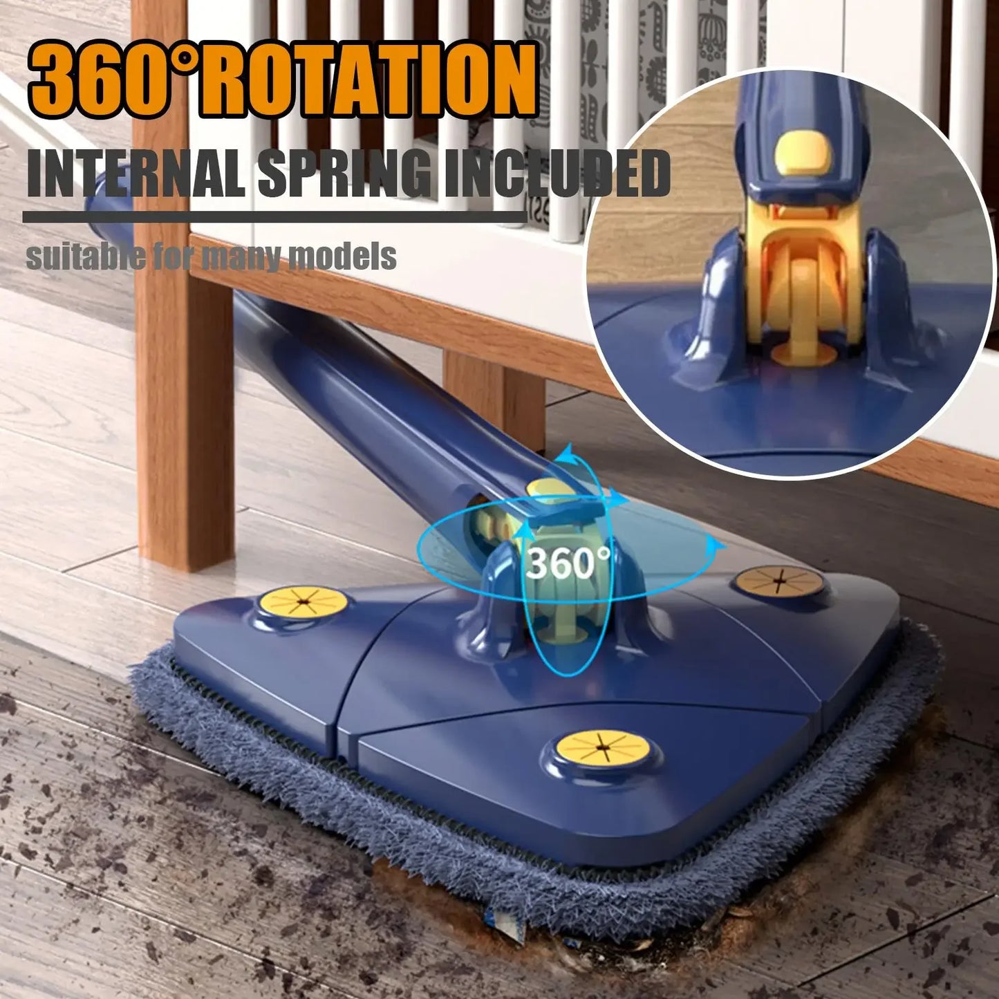 Triangular Mop Clean Tiles Extendable Triangle 360° Swivel Mop Floor Cleaning Squeeze Mops Self-spin Wall Ceiling Cleaning Tools