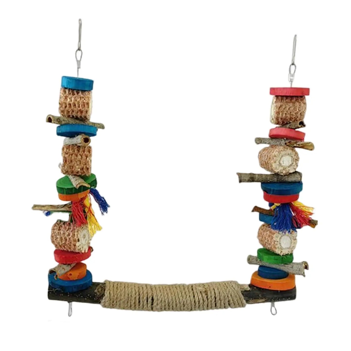 Posatoio Bird Swing Stand Bird Toy Bird Perch Colorful Cage Hanging Toys Parrot Toy Cage Swing Wooden Perch for Parakeet Finch