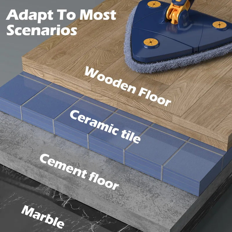 Triangular Mop Clean Tiles Extendable Triangle 360° Swivel Mop Floor Cleaning Squeeze Mops Self-spin Wall Ceiling Cleaning Tools