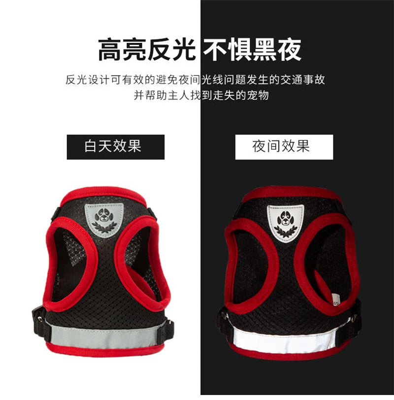 Puppy Dog Harness Leash Rope Set Breathable Summer Mesh Dogs Harness Vest Reflective Pet Cat Chest Straps Chihuahua Yorkies