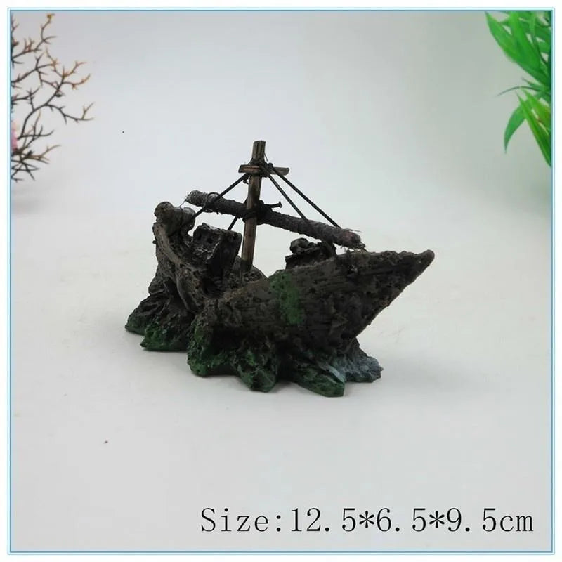 1PC Aquarium Fish Tank Landscape landscaping Pirate Wreck Ship Decor Resin Boat Ornament Accessories Decoration
