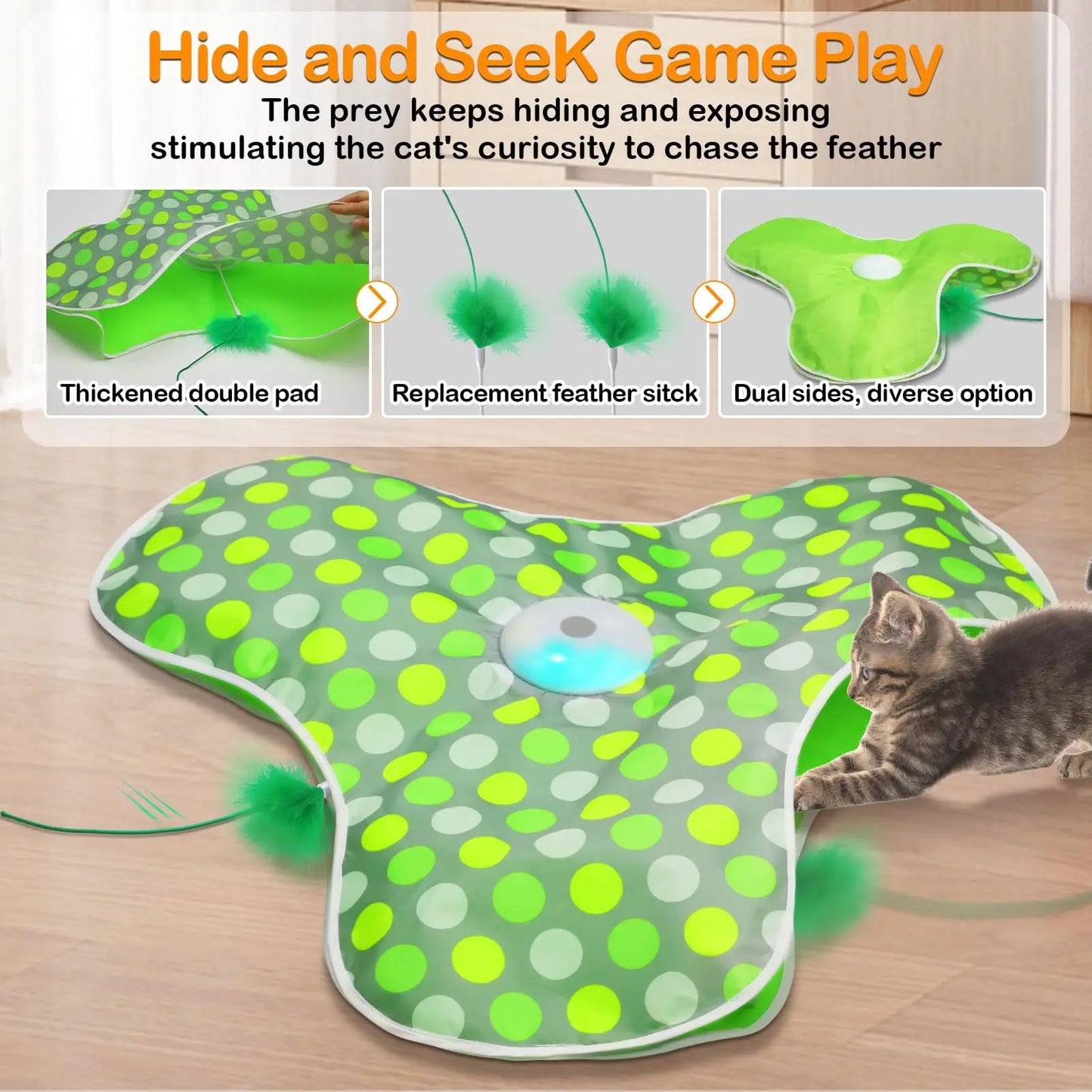 001-Giocattolo interattivo per gatti con topino e piume in movimento