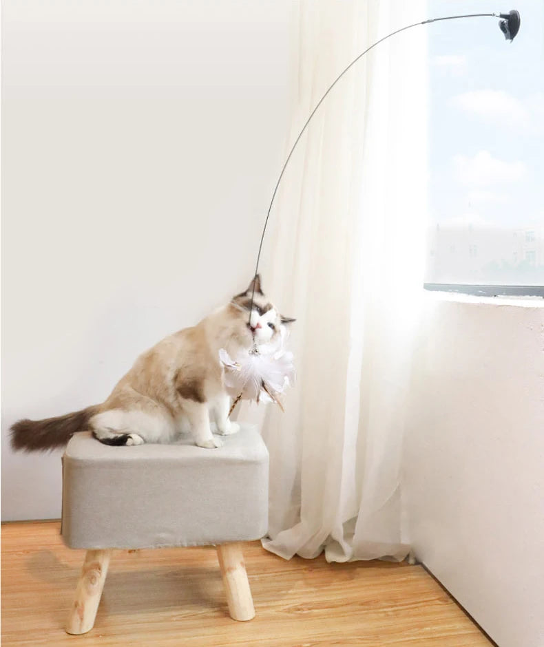 Simulation Bird Interactive Cat Toys Funny Feather Bird with Bell Cat Stick Toy for Kitten Playing Teaser Wand Toys Cat Supplies