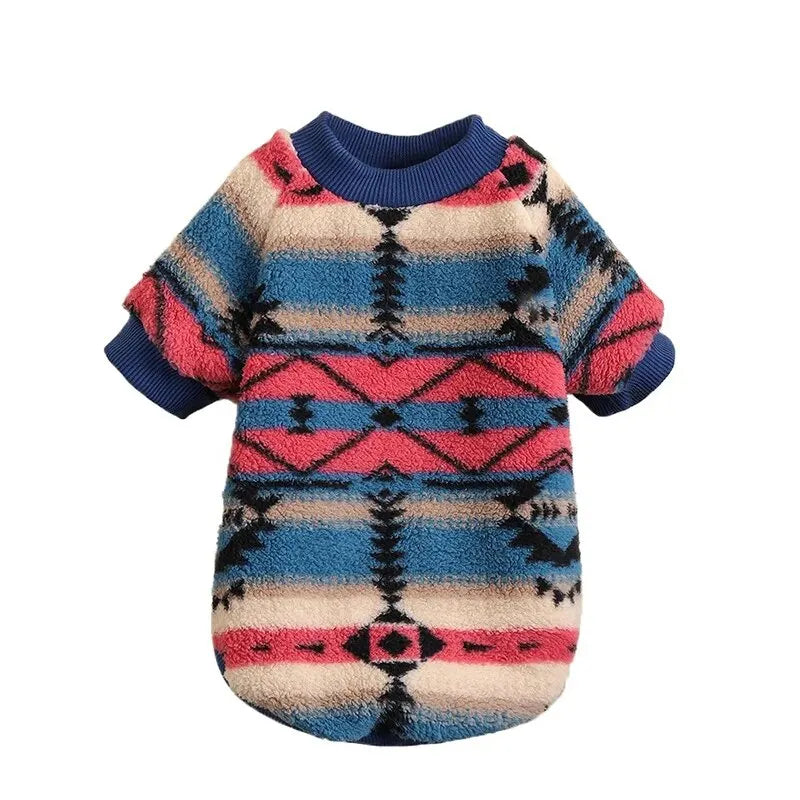 Vestiti Autumn and Winter Cat and Dog Clothes Cute Striped Plush Polyester Sweatshirt Pet Clothes Durable Stain-resistant Pet Sweats