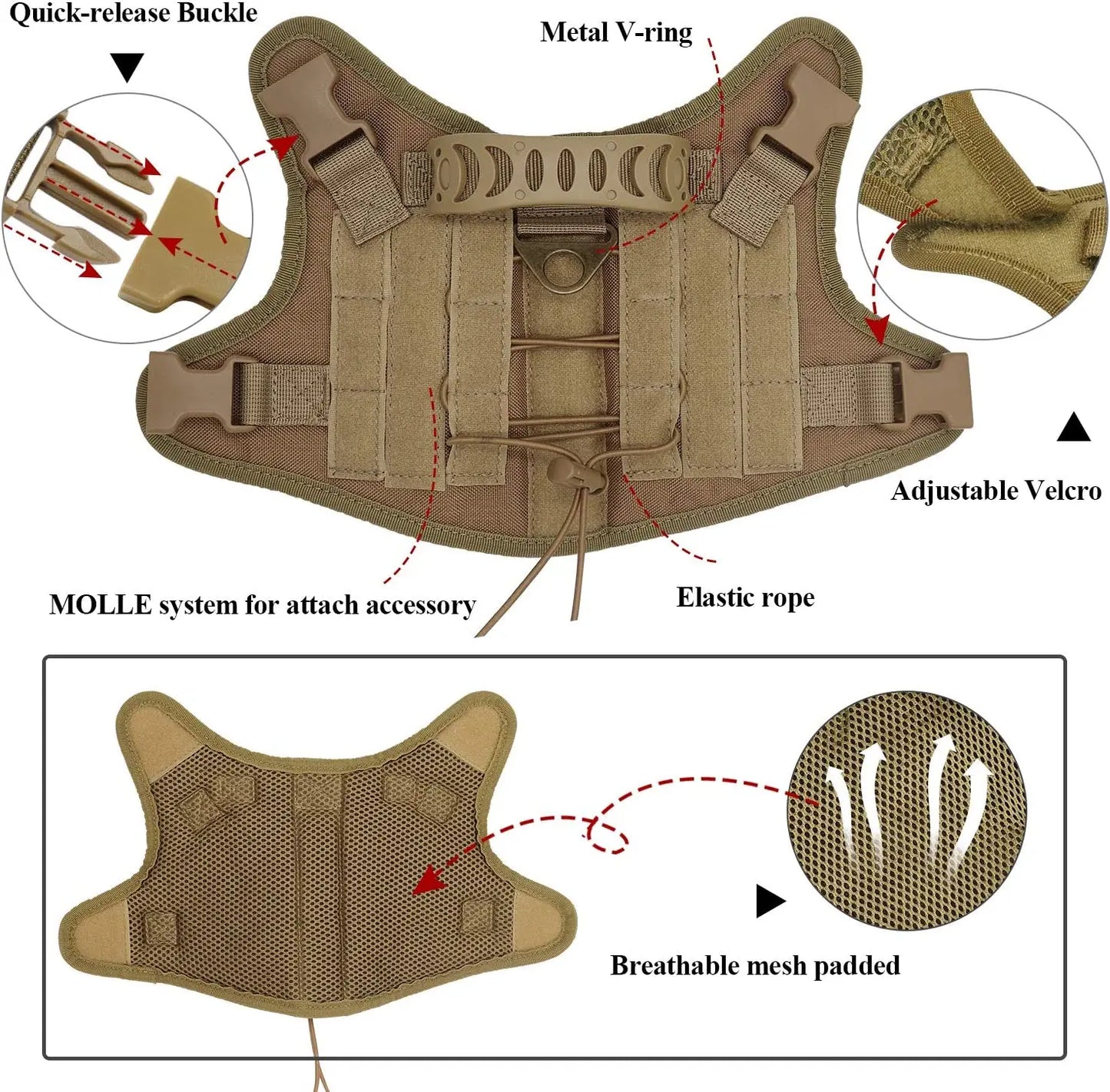 03-Gilet Tattico Regolabile per Cani Piccoli – Outdoor & Allenamento