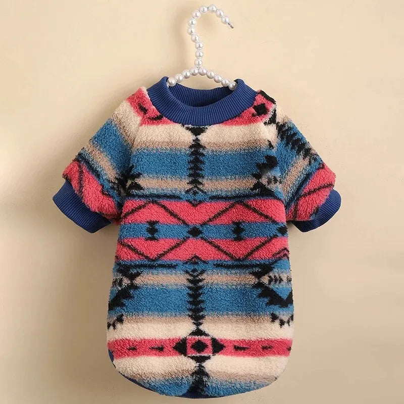 Vestiti Autumn and Winter Cat and Dog Clothes Cute Striped Plush Polyester Sweatshirt Pet Clothes Durable Stain-resistant Pet Sweats