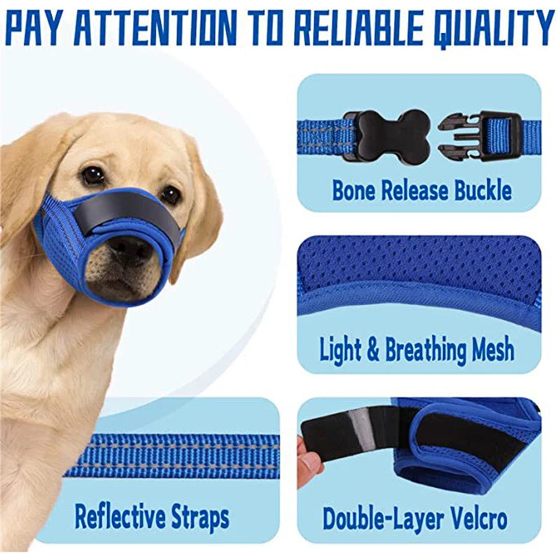 Pet Muzzle Dog Muzzle Anti Biting Barking and Chewing,with Comfortable Mesh Soft Fabric and Adjustable Strap, Loop Muzzle Anti-