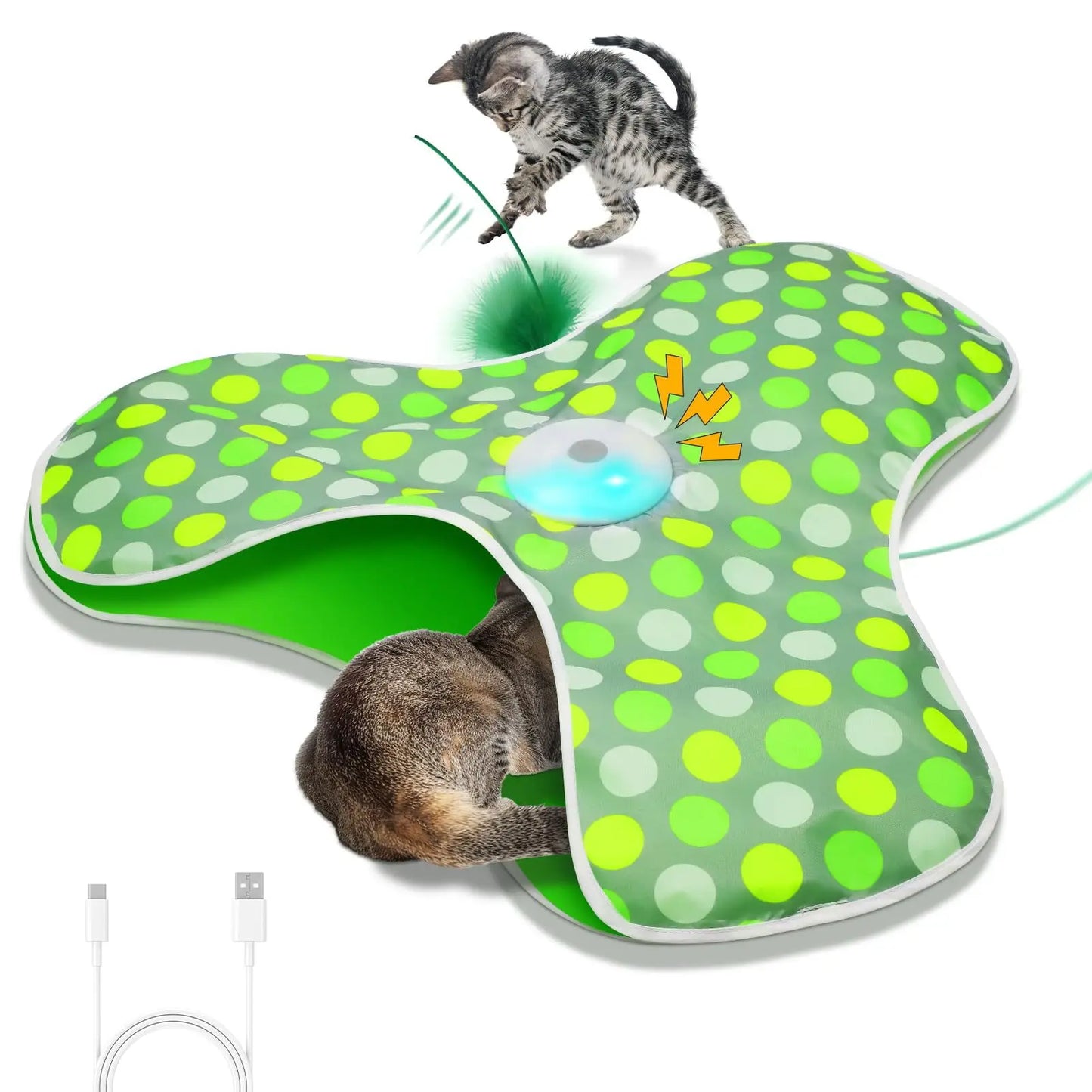001-Giocattolo interattivo per gatti con topino e piume in movimento