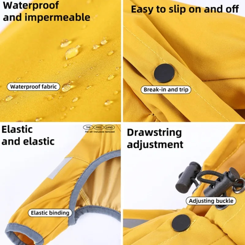Pet Dog Waterproof Raincoat Jumpsuit Reflective Rain Coat Sunscreen Dog Outdoor Clothes Jacket for Small Medium Dog Pet Supplies