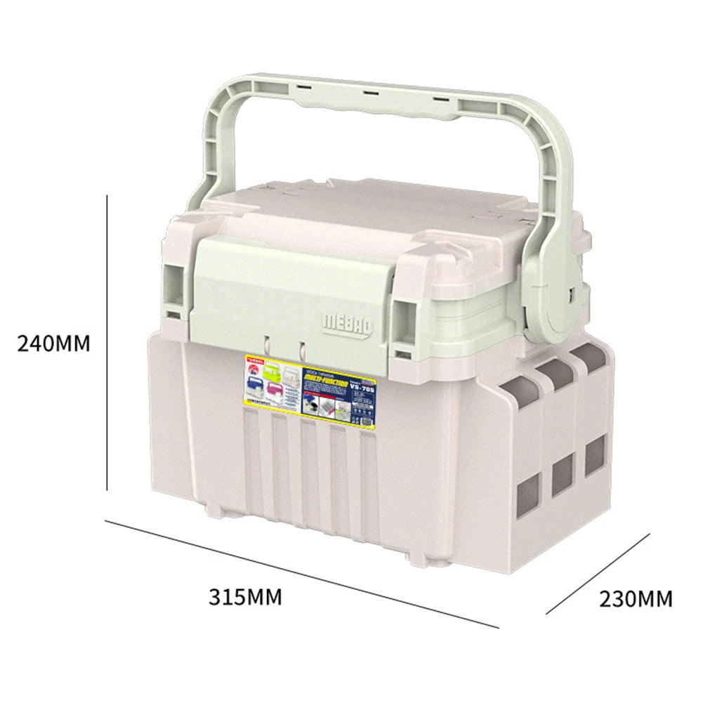 19.5L Fishing Tackle Box Multifunction Fishing Box Large Capacity Stand Rod Holder Cup Holder Storage Box Fishing Accessories
