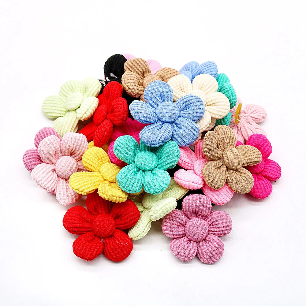 10PCS Solid Color Pet Dog Bows Puppy Flower Hair Bows Rubber Bands for Dogs Cute Cat Dog Bows Hairwear Dog Hair Accessories