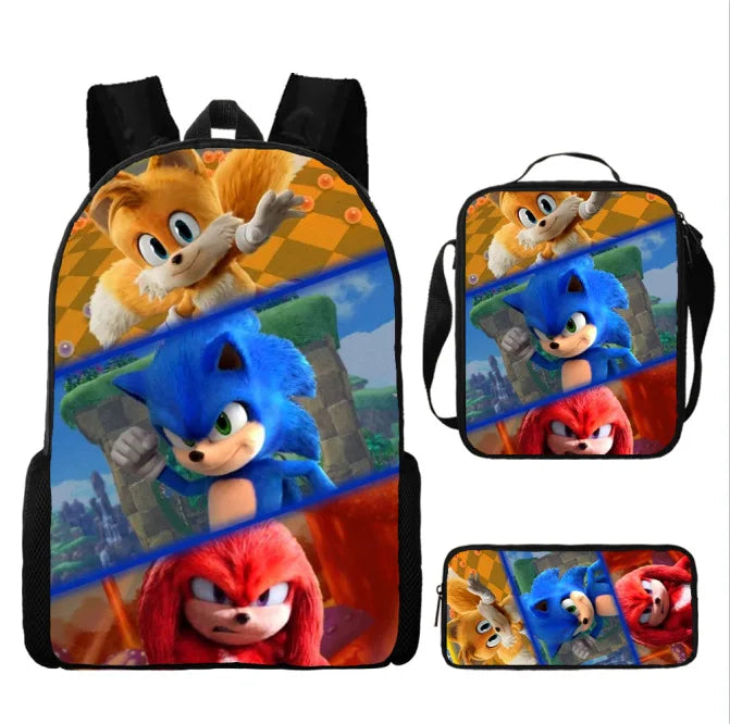 01-Set Zaino Sonic Cartoon Anime adatto per la scuola