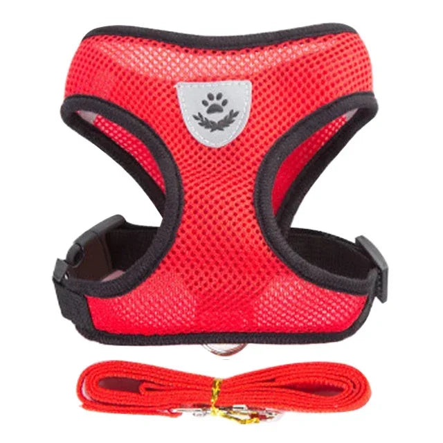 Pet Harness Adjustable Vest Walking Traction Rope Set for Dog Collar Breathable Mesh Harness for Small Medium Cat Collar