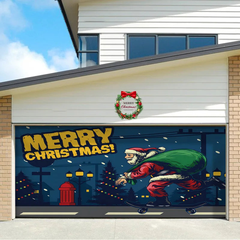 Umi Christmas Garage Door Cover Banner Large Christmas Background Hanging Garage Door Room Multi purpose Decor Christmas Poster