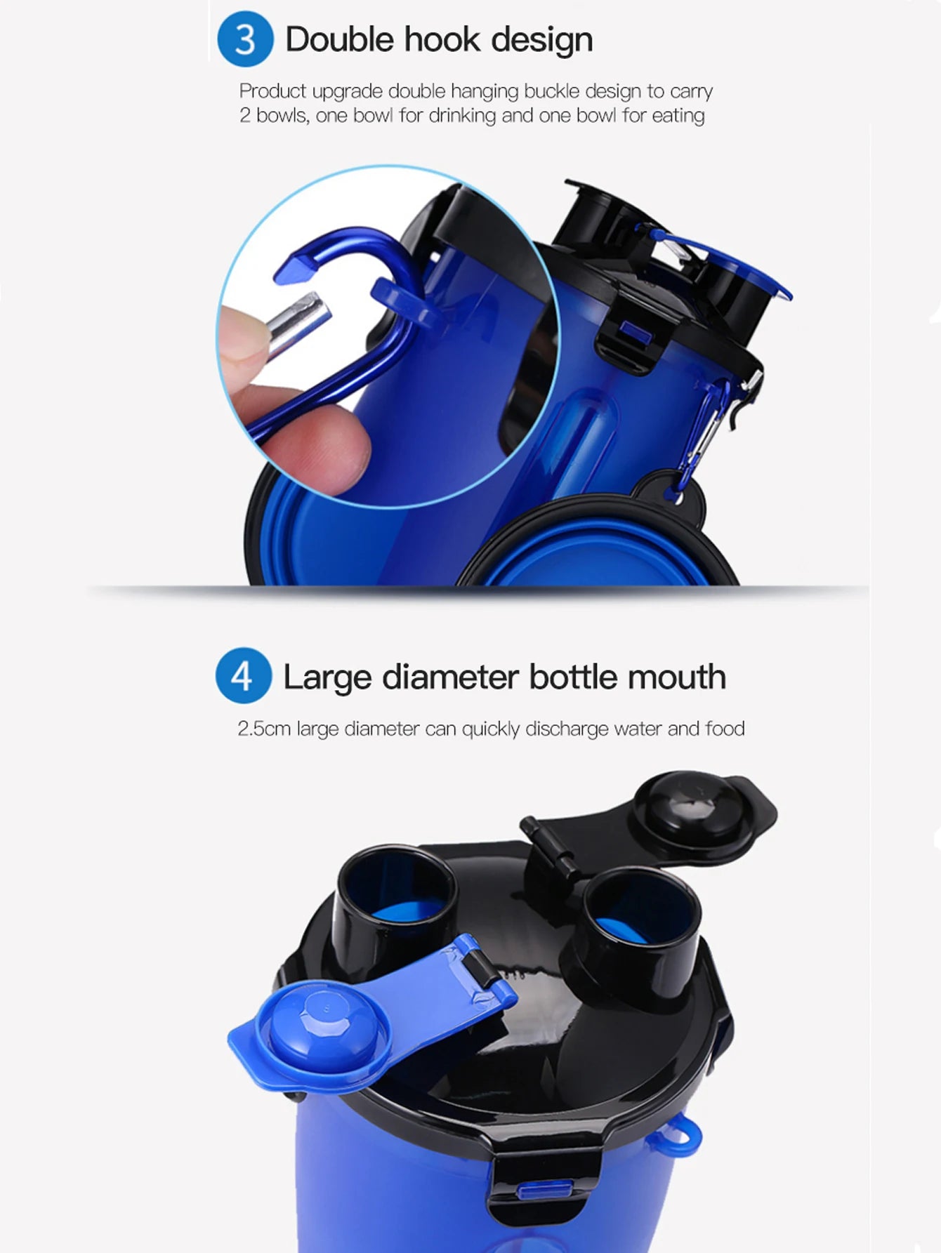 2 IN 1 Dogs Travel Water Bottle Collapsible Pet Food Container with Collapse Outdoor Double Used Bowls Drink Cup Outdoor