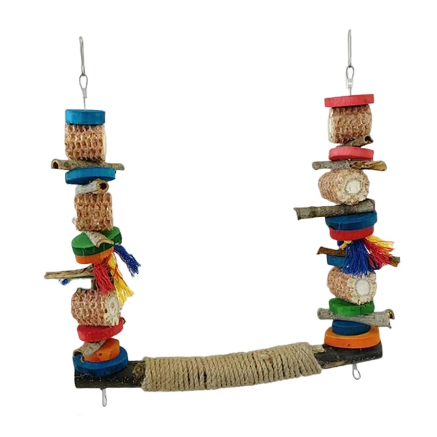 Posatoio Bird Swing Stand Bird Toy Bird Perch Colorful Cage Hanging Toys Parrot Toy Cage Swing Wooden Perch for Parakeet Finch