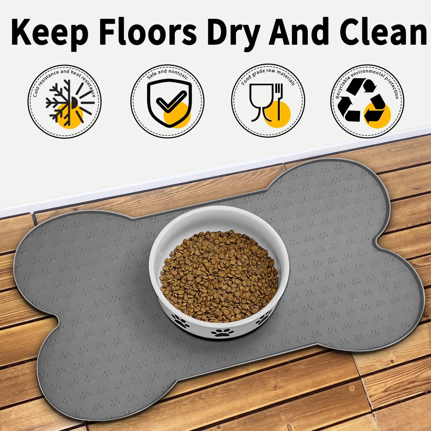 Tappetini Pet Feeding Mat Silicone Dog Food Mat Anti-Slip And Waterproof Dog Bowl Mat,Thickened Dog And Cat Mat For Food And Water