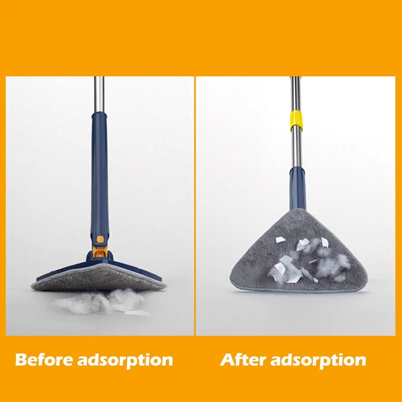 Triangular Mop Clean Tiles Extendable Triangle 360° Swivel Mop Floor Cleaning Squeeze Mops Self-spin Wall Ceiling Cleaning Tools