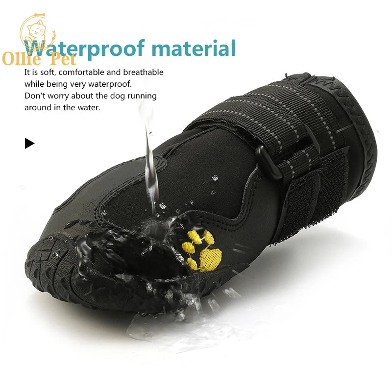 Scarpe Dog Shoes Waterproof Anti-Slip Rain Boots Warm Snow Reflective for Small Large Pet Sports Training Protect Pet Feet 4pcs