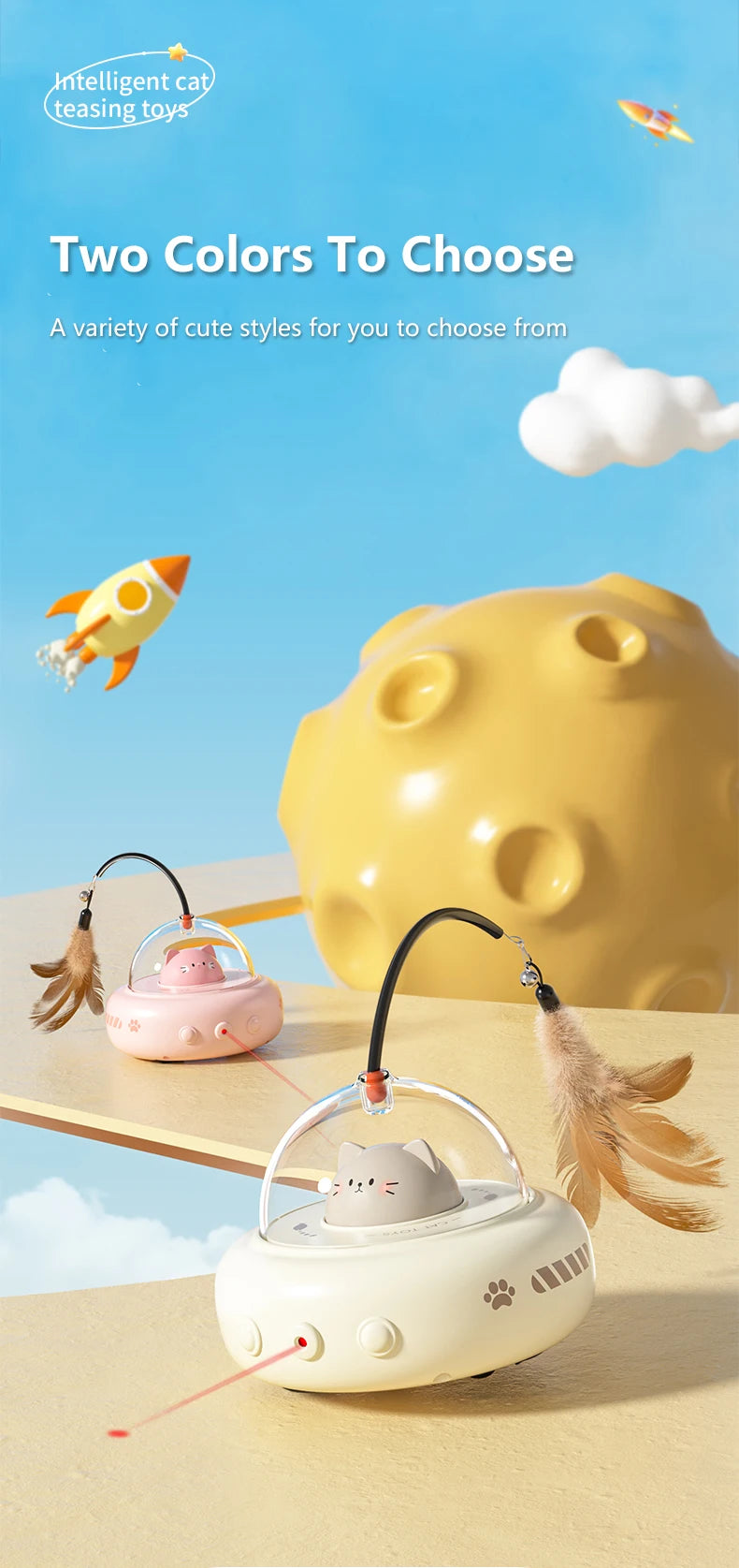Smart Teaser Cat Toy Electric UFO Cat Teaser Stick With Bell Training Pet Toys Replaceable Feather Interactive Cat Supplies