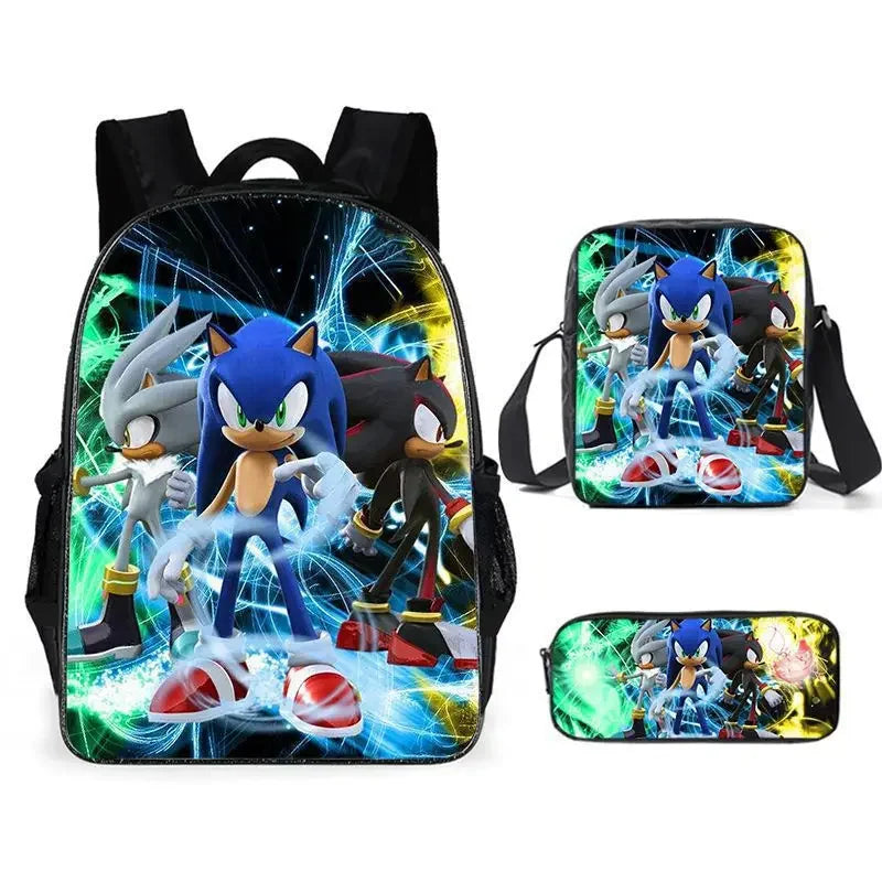 01-Set Zaino Sonic Cartoon Anime adatto per la scuola