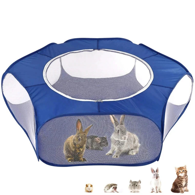 Portable Small Pet Cage Transparent Cat and Dog Cage Tent Pet Playpen Open Folding Yard Fence For Dog Hamster Rabbit Guinea Pig